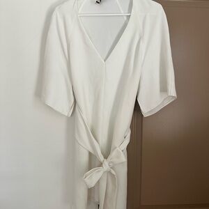 White Tie-Front Tunic Top